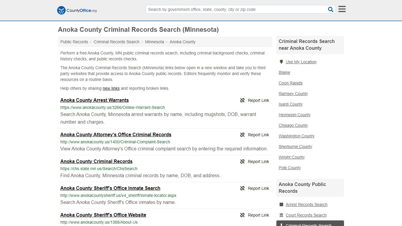Criminal Records Search - Anoka County, MN (Arrests, Jails & Most ...